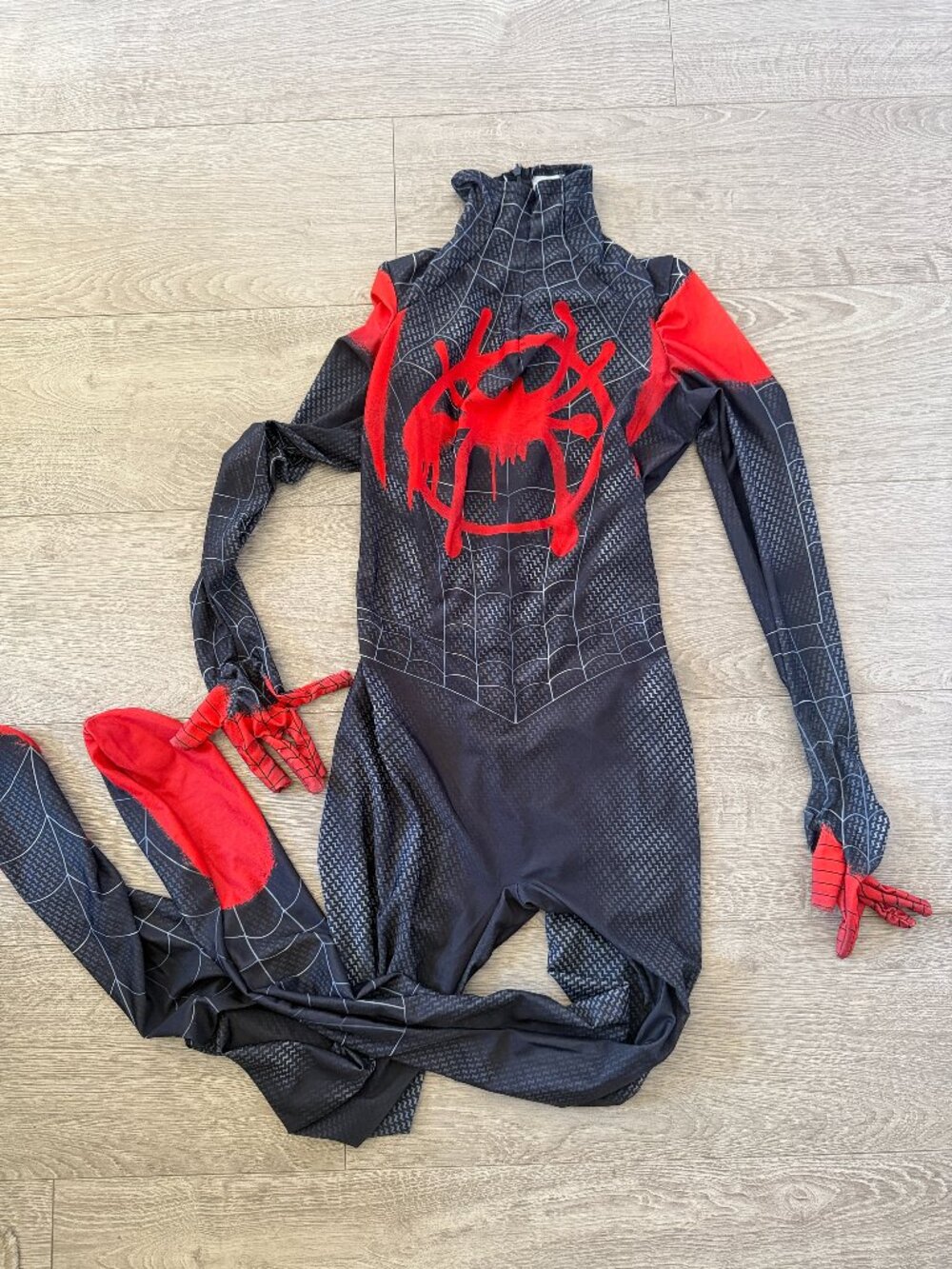 Marvel Spider-Man Miles Morales Black & Red Full Bodysuit Costume Men Cosplay S